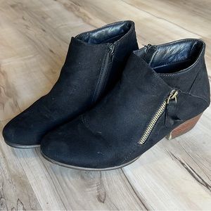 Black suede booties